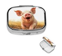 Pilulier rétro à 2 compartiments avec miroir - Petit pilulier souriant pour sac à main ou poche - Organisateur décoratif en métal pour médicaments et vitamines - Cadeau unique