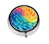 Pilulier rétro à 3 compartiments avec miroir - Arc-en-ciel dynamique - Petit pilulier pour sac à main ou poche - Organisateur décoratif en métal pour médicaments et vitamines - Cadeaux uniques