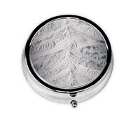 Pilulier rétro à 3 compartiments avec miroir - Blanc et gris - Petit pilulier pour sac à main ou poche - Organisateur décoratif en métal pour médicaments et vitamines - Cadeau unique