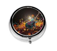 Pilulier rétro à 3 compartiments avec miroir - Fond musical - Petit pilulier pour sac à main ou poche - Organisateur décoratif en métal pour médicaments et vitamines - Cadeaux uniques