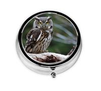 Pilulier rétro à 3 compartiments avec miroir, hibou sauvage, oiseaux, petit pilulier pour sac à main ou poche, organiseur décoratif en métal pour médicaments, vitamines, cadeaux uniques