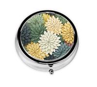 Pilulier rétro à 3 compartiments avec miroir - Pétales de jardin - Petit pilulier pour sac à main ou poche - Organisateur décoratif en métal pour médicaments et vitamines - Cadeau unique