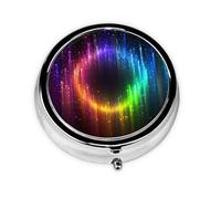 Pilulier rétro à 3 compartiments avec miroir - Petit pilulier arc-en-ciel fluo pour sac à main ou poche - Organisateur décoratif en métal pour médicaments et vitamines - Cadeaux uniques
