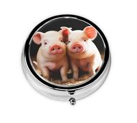 Pilulier rétro à 3 compartiments avec miroir - Petit pilulier en forme de cochon mignon pour sac à main ou poche - Organisateur décoratif en métal pour médicaments et vitamines - Cadeau unique