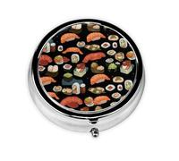 Pilulier rétro à 3 compartiments avec miroir - Petit pilulier japonais noir pour sac à main ou poche - Organiseur décoratif en métal pour médicaments et vitamines - Cadeau unique