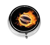 Pilulier rétro à 3 compartiments avec miroir - Pour brûler des photos de volleyball - Petit pilulier pour sac à main ou poche - En métal - Organisateur de médicaments et de vitamines - Cadeau unique