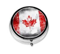 Pilulier rétro avec drapeau du Canada - Boîte à pilules ronde portable pour le quotidien