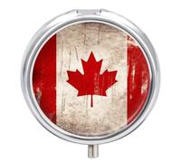 Pilulier rétro avec drapeau du Canada - Petit pilulier de voyage étanche - Organiseur pour poche et sac à main - Pratique au quotidien