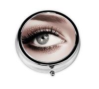 Pilulier rétro avec miroir 3 compartiments pour cils et lèvres - Petit pilulier décoratif en métal pour sac à main ou poche - Organisateur de médicaments et de vitamines - Cadeau unique - Blanc