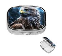 Pilulier rétro avec miroir à 2 compartiments - Ciel nocturne - Petit pilulier pour sac à main ou poche - Organiseur décoratif en métal pour médicaments et vitamines - Cadeau unique