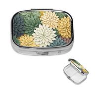 Pilulier rétro avec miroir à 2 compartiments - Pétales de jardin - Petit pilulier pour sac à main ou poche - Organisateur décoratif en métal pour médicaments et vitamines - Cadeau unique