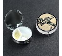 Pilulier rétro en forme d'avion à 3 compartiments - Pilulier portable en métal - Joli pilulier de voyage - Organisateur de vitamines pour sac à main, poche, cadeau de voyage