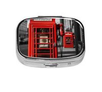 Pilulier rétro en métal avec 2 compartiments Motif téléphone anglais