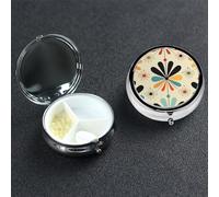 Pilulier rétro moderne à 3 compartiments pour sac à main ou poche, petit organisateur de médicaments avec miroir, pilulier de voyage décoratif en métal