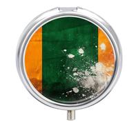 Pilulier rétro orange vert 3 compartiments 3 fois par jour mignon mini pilulier pour sac à main et poche Boîte à médicaments portable en métal avec miroir rond pour médicaments quotidiens et vitamines
