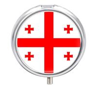 Pilulier Rond 3 Compartiments Avec Imprimé Drapeau De Géorgie Humoristique Petit Organisateur De Médicaments Boîte Vitamines Idéale Pour Les Voyages Étui Pilules Portable Avec Miroir Et
