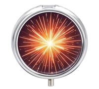 Pilulier rond 3D en forme de feu d'artifice à 3 compartiments, organiseur de médicaments décoratif portable pour poche ou sac à main, organiseur de vitamines