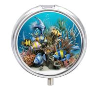 Pilulier rond 3D en forme de poisson pour poche - 3 compartiments - Décoration portable - Pilulier de voyage - Organiseur de vitamines