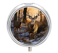 Pilulier rond à 3 compartiments avec miroir - Petit pilulier de voyage - Joli organiseur de vitamines - Portable - Pour poche et sac à main