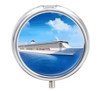 Pilulier rond à 3 compartiments avec miroir - Petit pilulier de voyage - Joli organiseur de vitamines - Portable - Pour sac à main