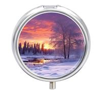 Pilulier rond à 3 compartiments avec miroir - Petit pilulier de voyage - Joli organiseur de vitamines - Portable - Pour sac à main