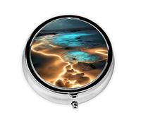 Pilulier rond à 3 compartiments - Boîte à médicaments portable, pilulier imprimé vue sous la lune