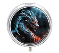 Pilulier rond à 3 compartiments Dragon - Pilulier portable de voyage - Organiseur de médicaments et de vitamines pour sac à main