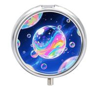 Pilulier rond à 3 compartiments en forme de boule de cristal brillant - Organisateur de médicaments décoratif portable pour poche ou sac à main - Organisation des vitamines