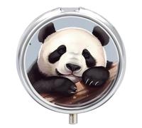 Pilulier rond à 3 compartiments en forme de panda mignon, organiseur de médicaments décoratif portable pour poche ou sac à main, organiseur de vitamines