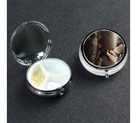 Pilulier rond à 3 compartiments en forme de peau de serpent - Joli pilulier de voyage portable en métal - Pour homme et femme - Cadeau unique