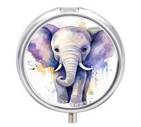 Pilulier rond à 3 compartiments en forme d'éléphant mignon pour poche ou sac à main