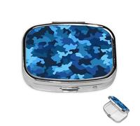 Pilulier rond à 3 compartiments en métal étanche bleu camouflage pour médicaments de voyage