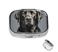 Pilulier rond à 3 compartiments en métal étanche pour médicaments de voyage Motif labrador Noir