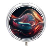 Pilulier rond à 3 compartiments en verre coloré - Mini pilulier portable de voyage pour poche, sac à main, pilulier en métal pour vitamines, huiles de poisson