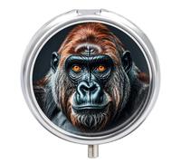 Pilulier rond à 3 compartiments Gorilla - Organisateur de médicaments décoratif portable pour poche ou sac à main