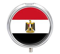 Pilulier Rond À 3 Compartiments, Imprimé Drapeau De La République D'Égypte, Petit Pilulier Avec Miroir, Contenant À Médicaments Portable En Métal, Organisateur De Vitamines Pour Sac À Main Ou Poche