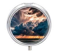 Pilulier rond à 3 compartiments, magnifique nuage de pluie, organisateur de médicaments décoratif portable pour poche ou sac à main, organisateur de vitamines