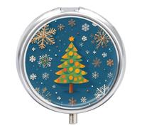 Pilulier rond à 3 compartiments « Merry Christmas », flocon de neige, pin, pilulier portable de voyage pour poche, sac à main, pilulier en métal pour vitamines, huile de poisson et suppléments