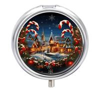 Pilulier rond à 3 compartiments « Merry Christmas » - Mini pilulier portable de voyage pour poche, sac à main, pilulier en métal pour vitamines, huiles de poisson
