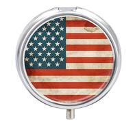 Pilulier rond à 3 compartiments, motif drapeau des États-Unis, organisateur de médicaments décoratif portable pour poche ou sac à main, organiseur de vitamines