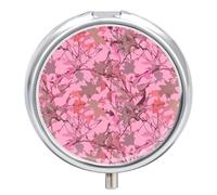 Pilulier rond à 3 compartiments Motif feuilles roses Camouflage