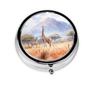 Pilulier rond à 3 compartiments - Organisateur de médicaments portable, pilulier de savane africaine imprimé girafe