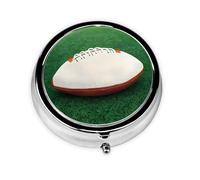 Pilulier rond à 3 compartiments - Organisateur de médicaments portable, pilulier imprimé ballon de rugby blanc