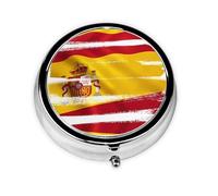 Pilulier rond à 3 compartiments - Organisateur de médicaments portable, piluliers, piluliers espagnols, imprimé drapeau espagnol