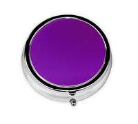 Pilulier rond à 3 compartiments - Organiseur de médicaments portable, couleur unie, imprimé violet foncé