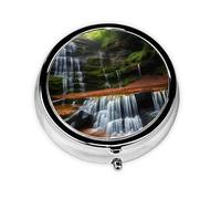 Pilulier rond à 3 compartiments - Organiseur de médicaments portable, pilulier imprimé cascade vue