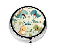 Pilulier rond à 3 compartiments - Organiseur de médicaments portable, pilulier mignon petit bébé dinosaure imprimé