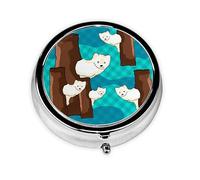 Pilulier rond à 3 compartiments - Organiseur de médicaments portable, pilulier mignon petit raton laveur