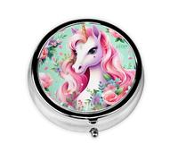 Pilulier rond à 3 compartiments - Organiseur de médicaments portable, pilulier rose imprimé licorne