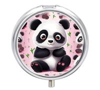 Pilulier rond à 3 compartiments Panda Star - Organisateur de médicaments décoratif portable pour poche ou sac à main - Organisation des vitamines
